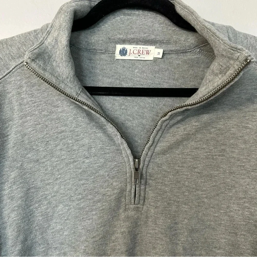 J. Crew Men's Light Gray Long Sleeve 1/4 Zip Cotton Pullover Size M GUC